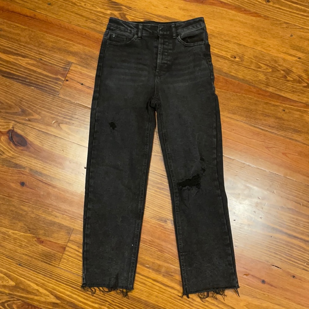 Vanilla Star Real Cheeky Black women's jeans size 28/7 distressed + raw hem